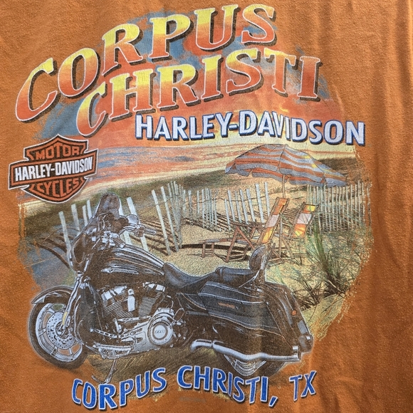 {XL} Harley-Davidson Motorcycles Corpus Christi Texas Graphic Tee Orange - Picture 9 of 15